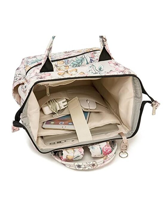 Floral Print Laptop Backpack Womens 15.6 in Travel School Bag Spacious Rucksack